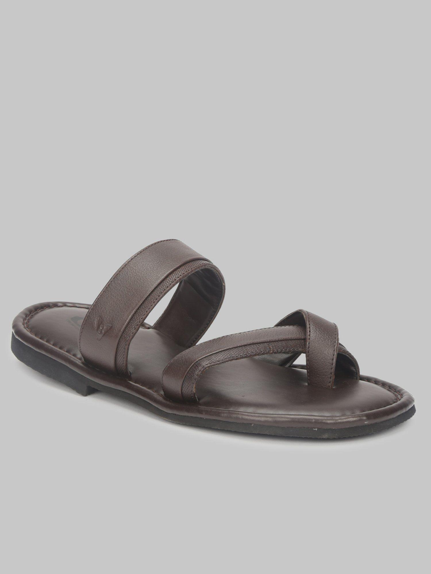 brown solid-plain slippers