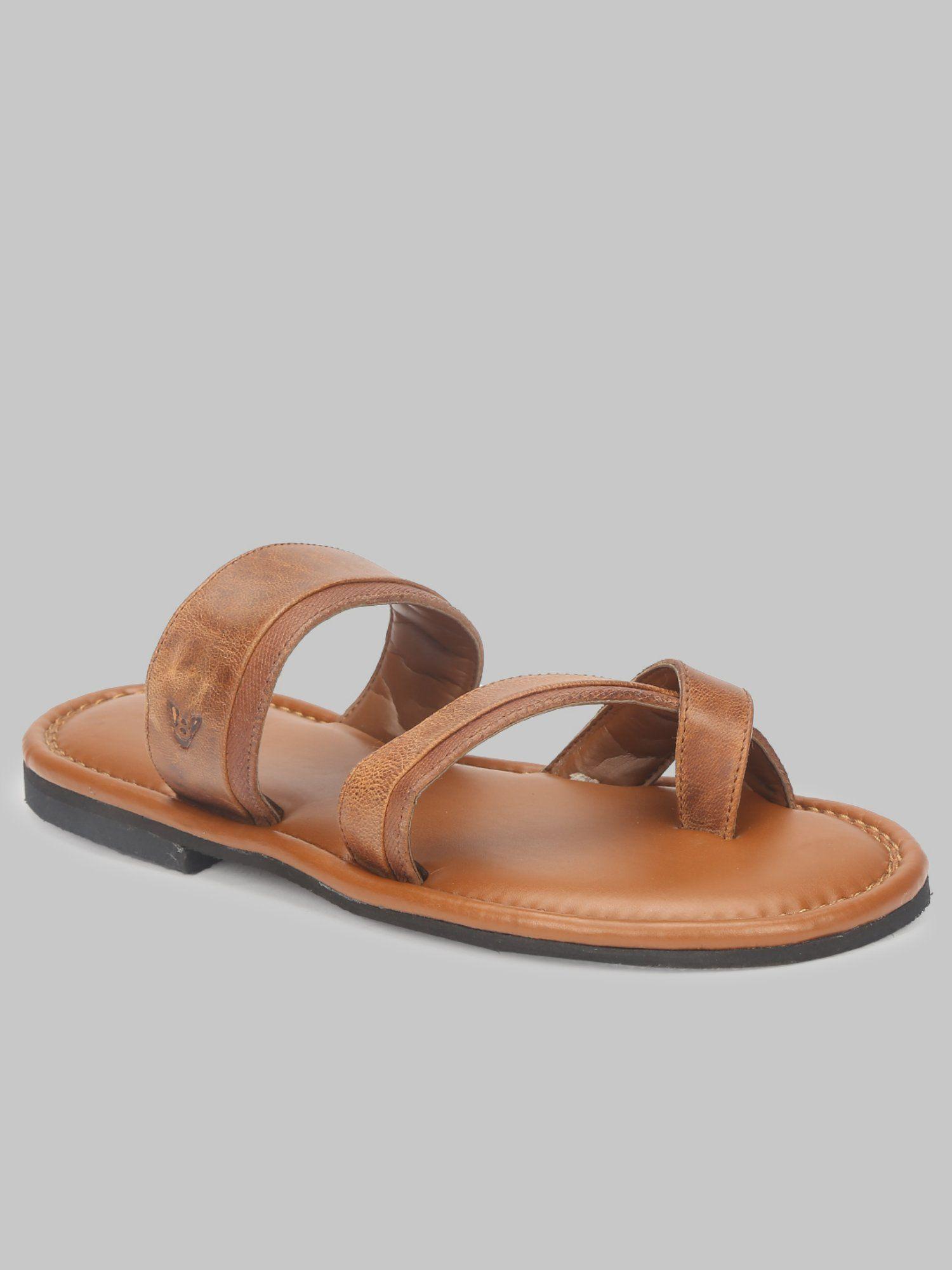 brown solid-plain slippers