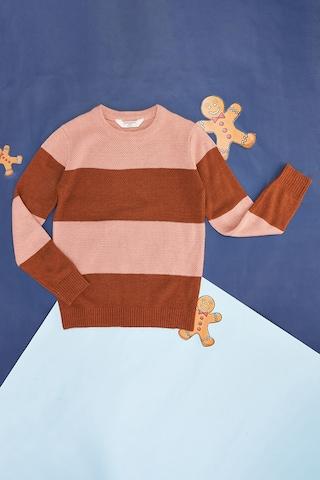 brown-stripe-winterwear-full-sleeves-round-neck-girls-regular-fit--sweater