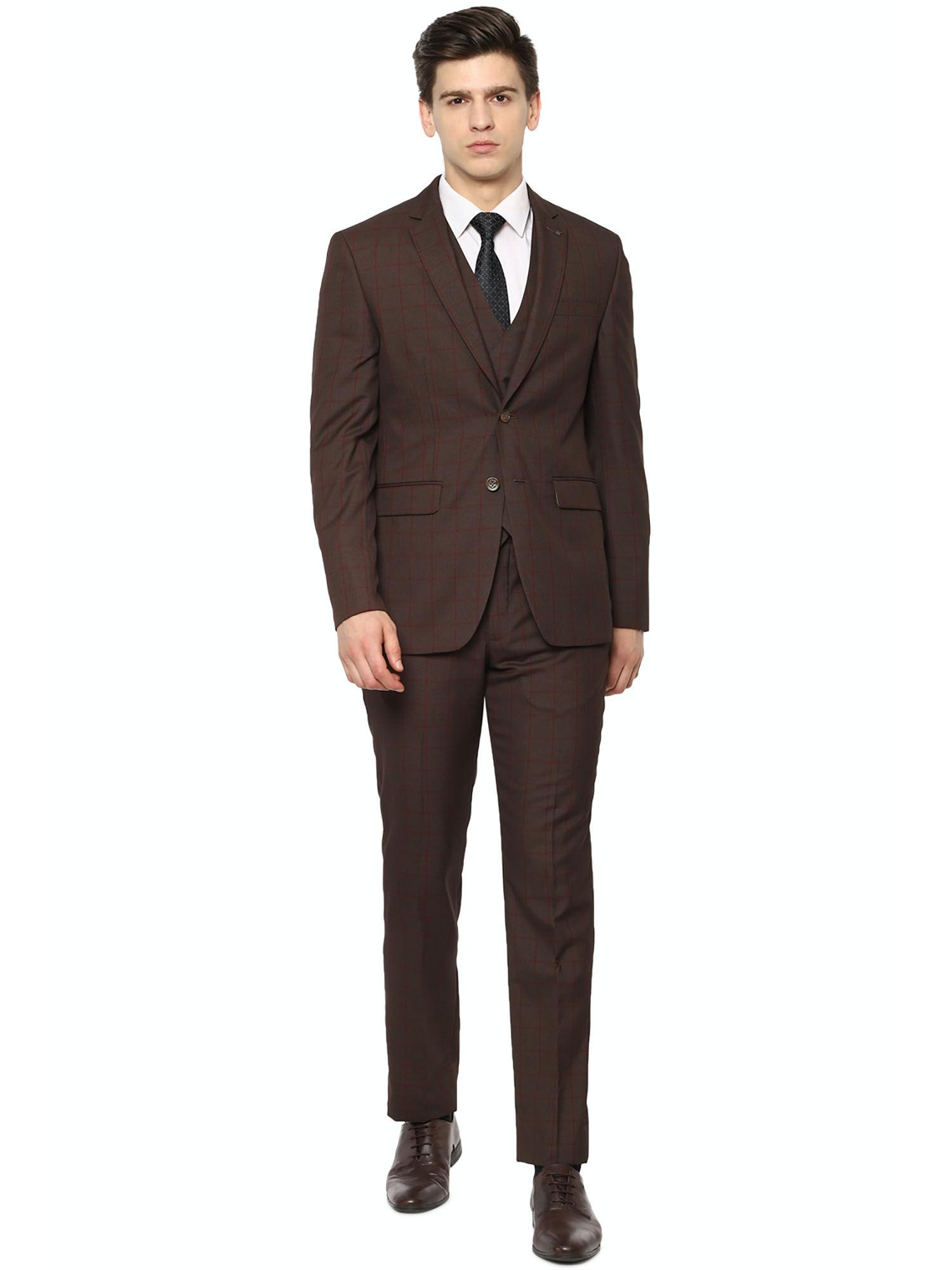 brown three piece suit