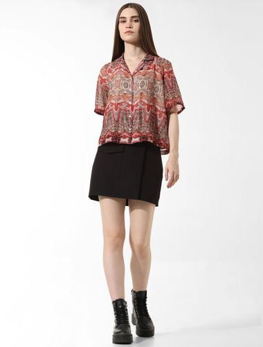 brown abstract print shirt