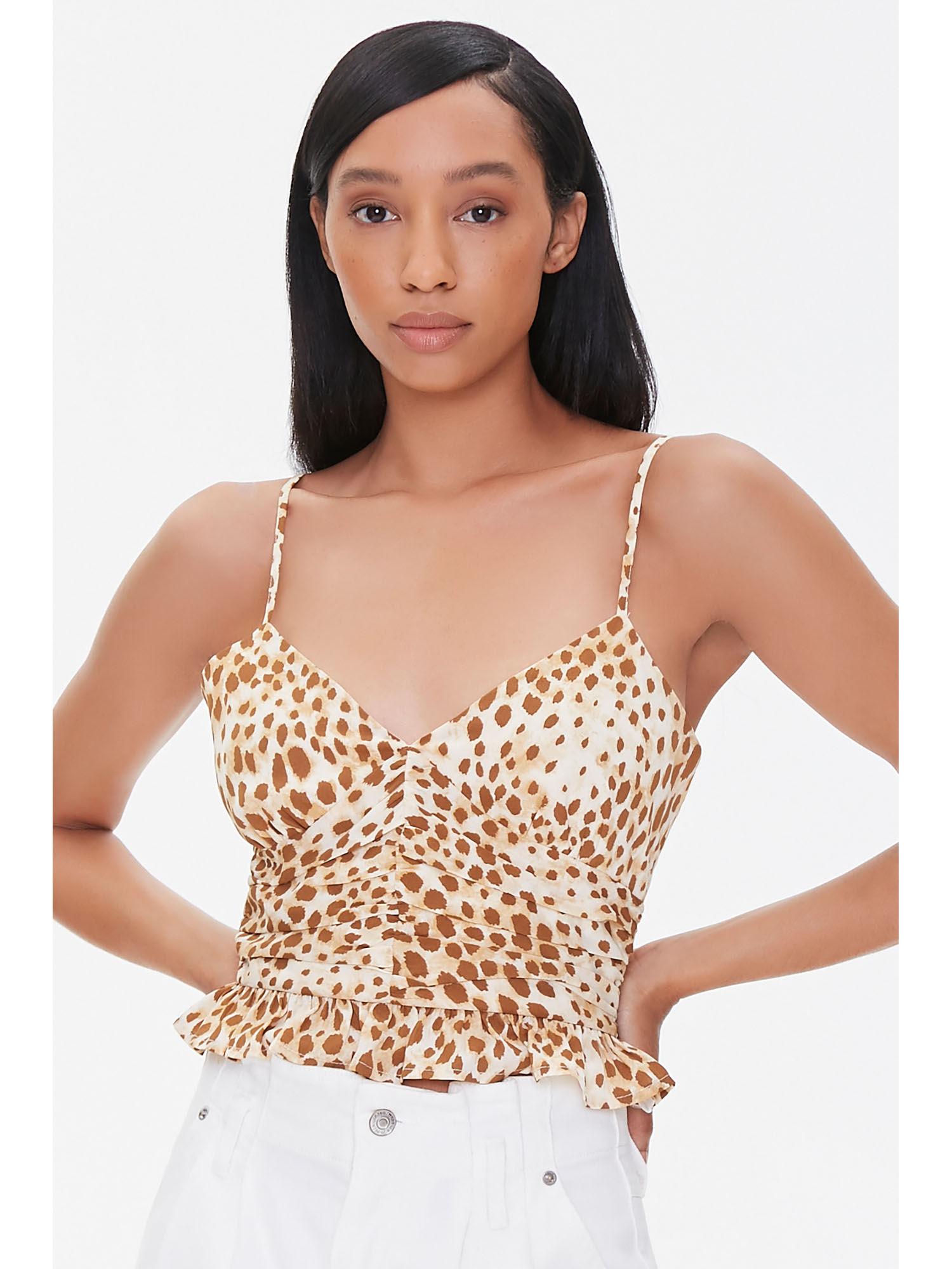 brown animal print leopard print flounce cami