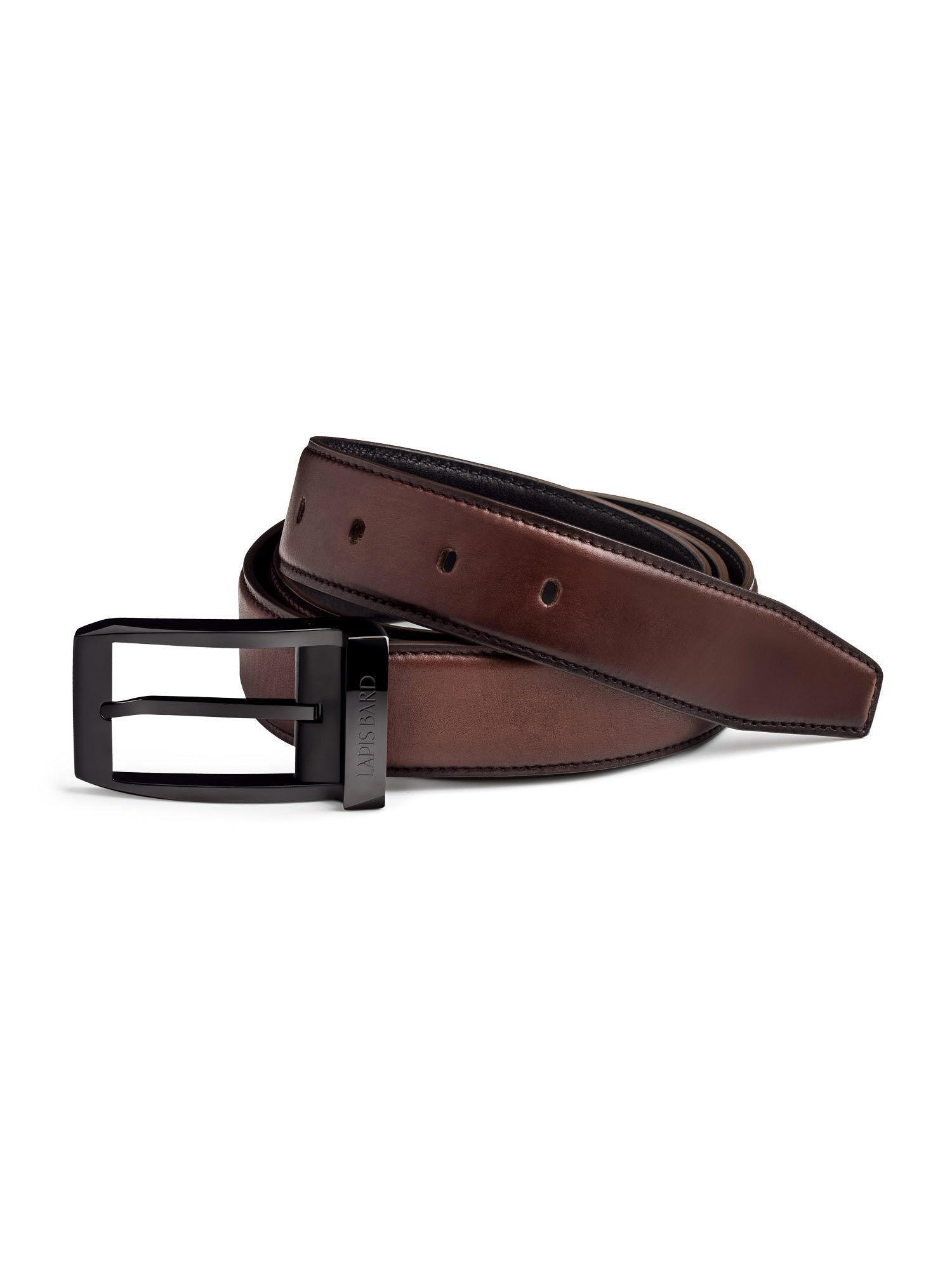brown avant garde knightsbridge ip matt black 35mm buckle with leather belt