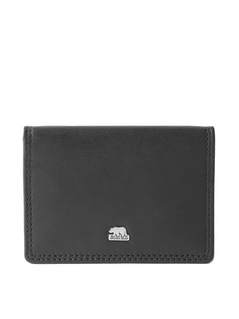 brown bear black casual leather rfid card holder for men