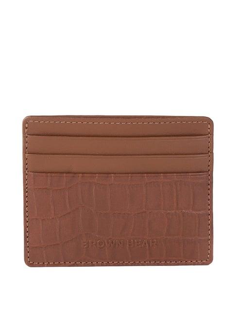 brown bear brown casual leather rfid card holder for men