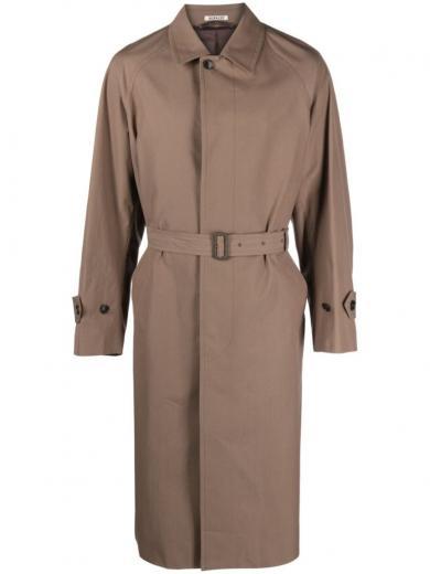 brown belted trench coat