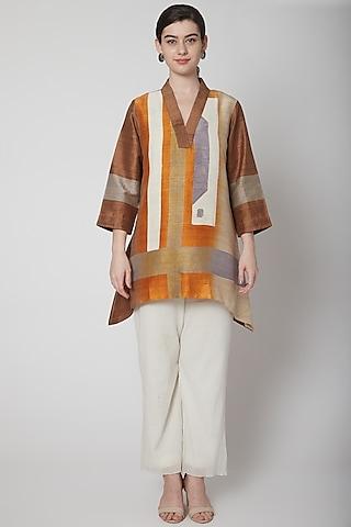 brown block printed tunic