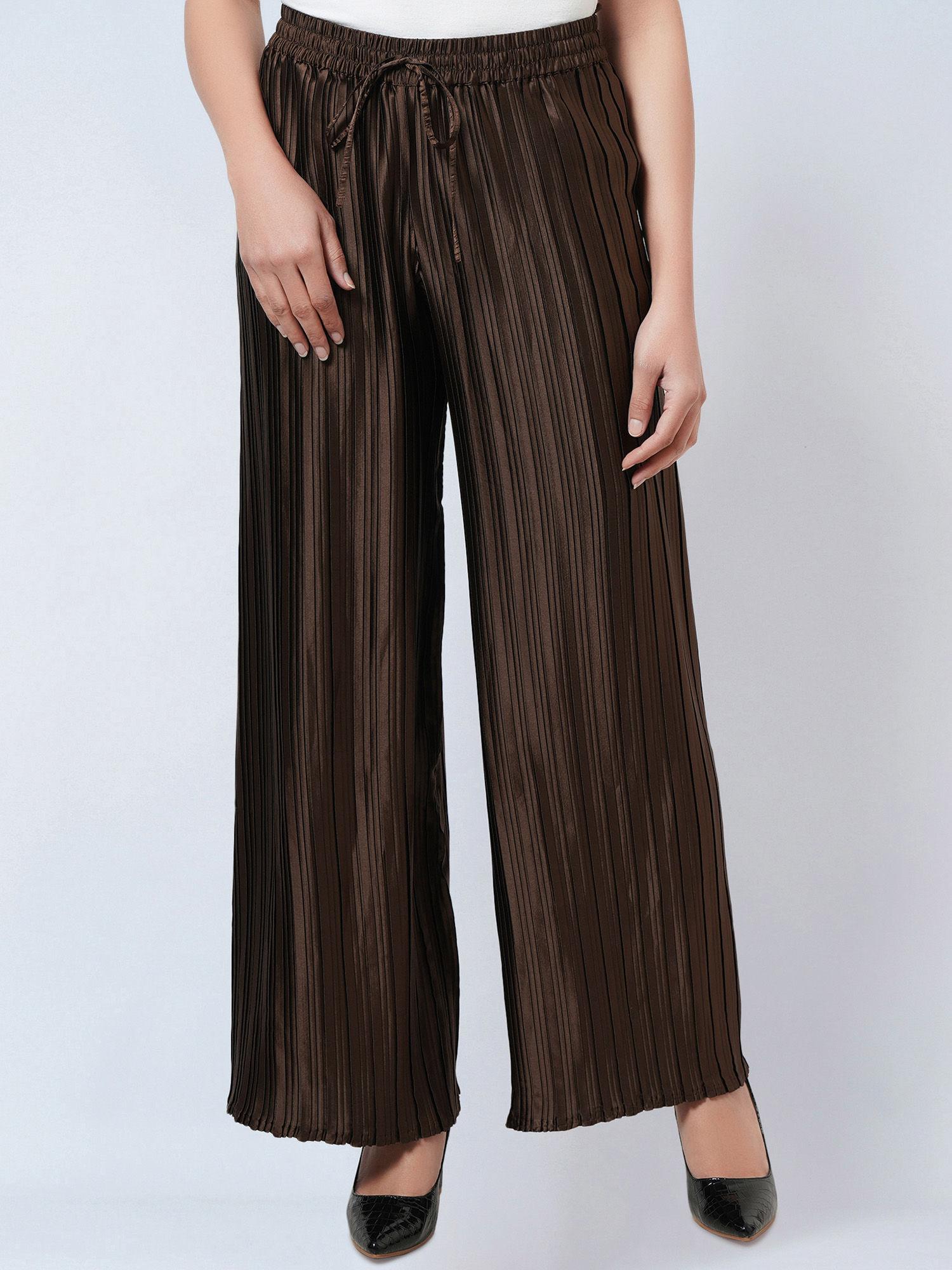 brown box pleated palazzo