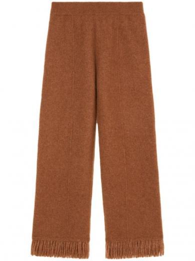 brown brown fringe detail kni ttrousers