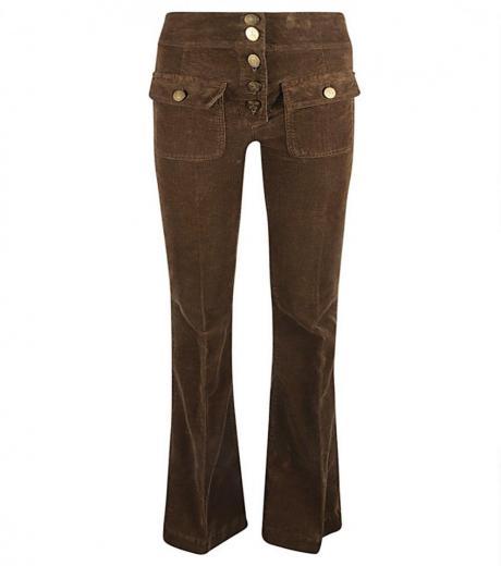 brown brown high-waisted flare leg trousers