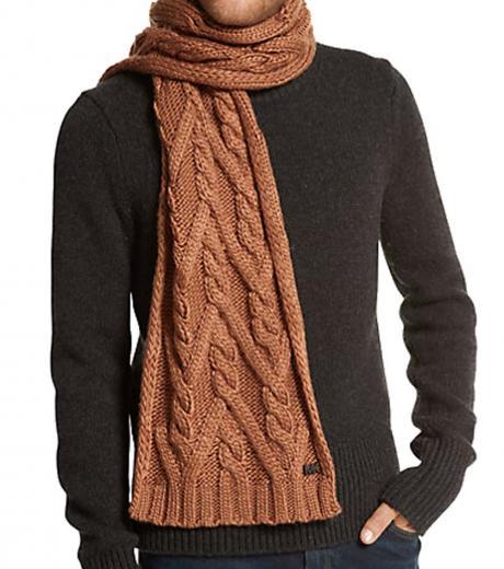brown cable knit scarf