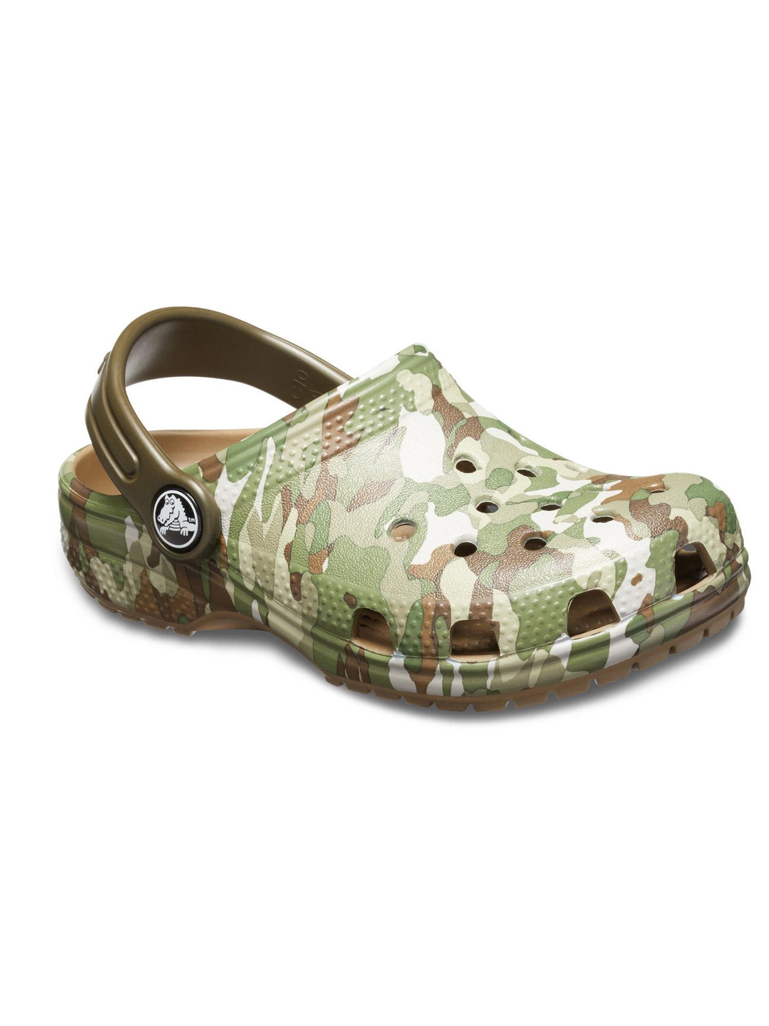 brown camouflage clogs