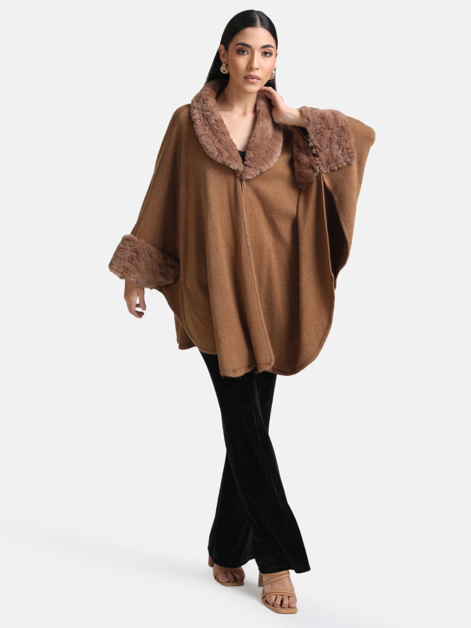 brown cape with fur detail