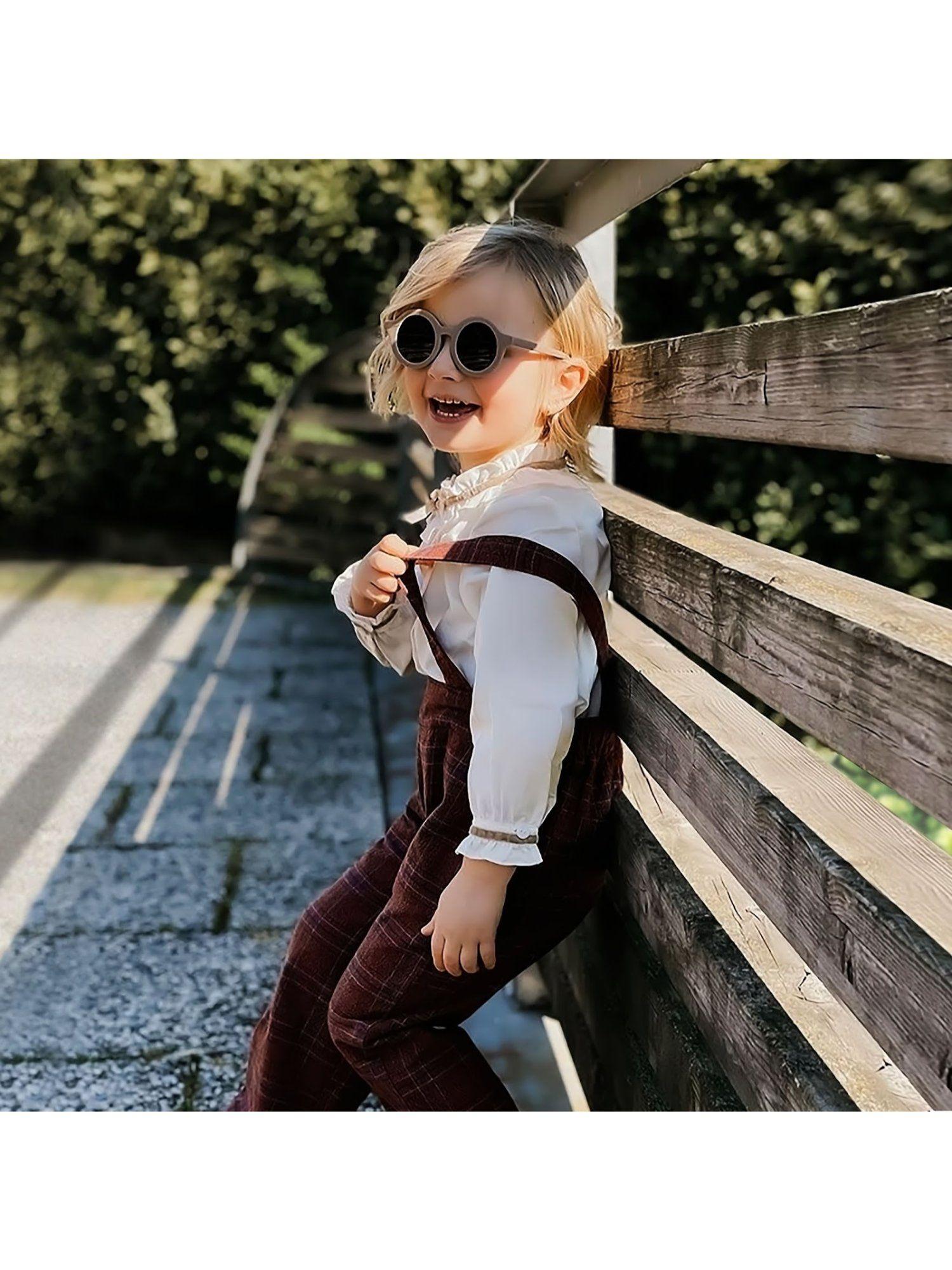 brown checks cotton plaid trouser with suspenders