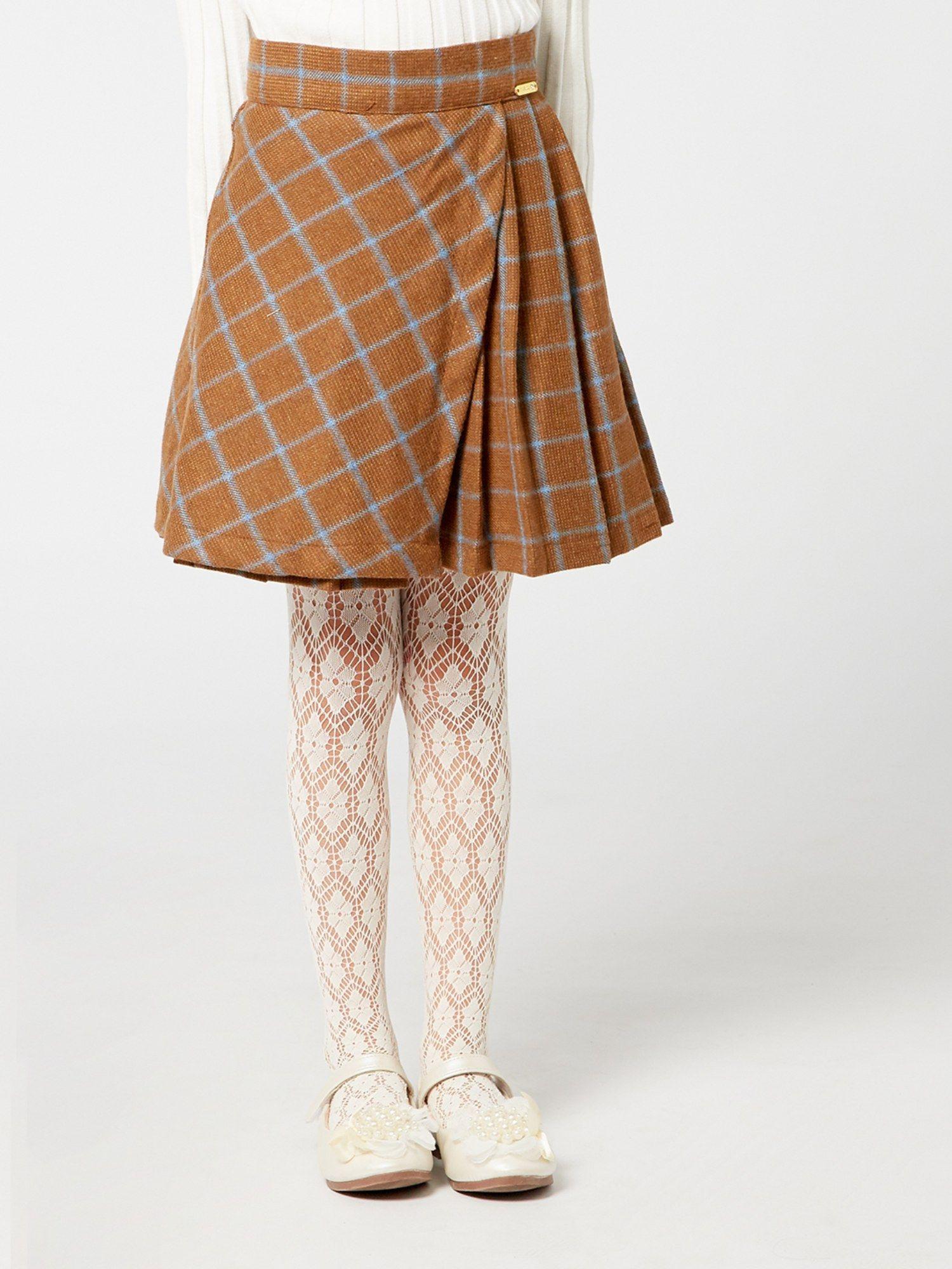 brown checks skirt