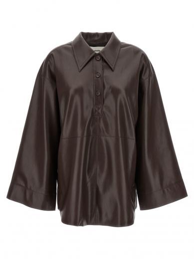 brown clarice leather blouse