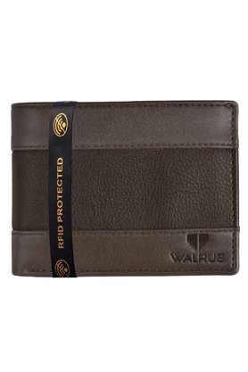 brown color nature friendly vegan leather bi-fold men wallet with rfid protection - brown