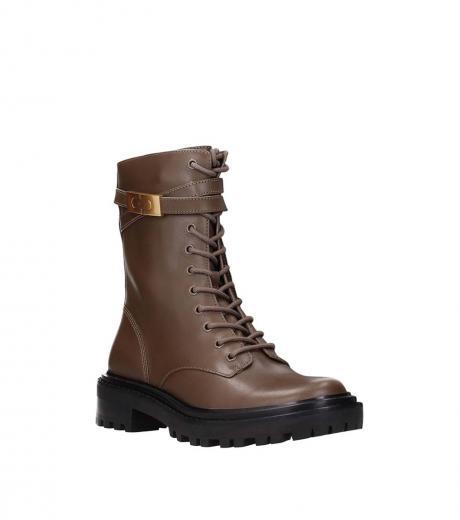 brown combat leather boot