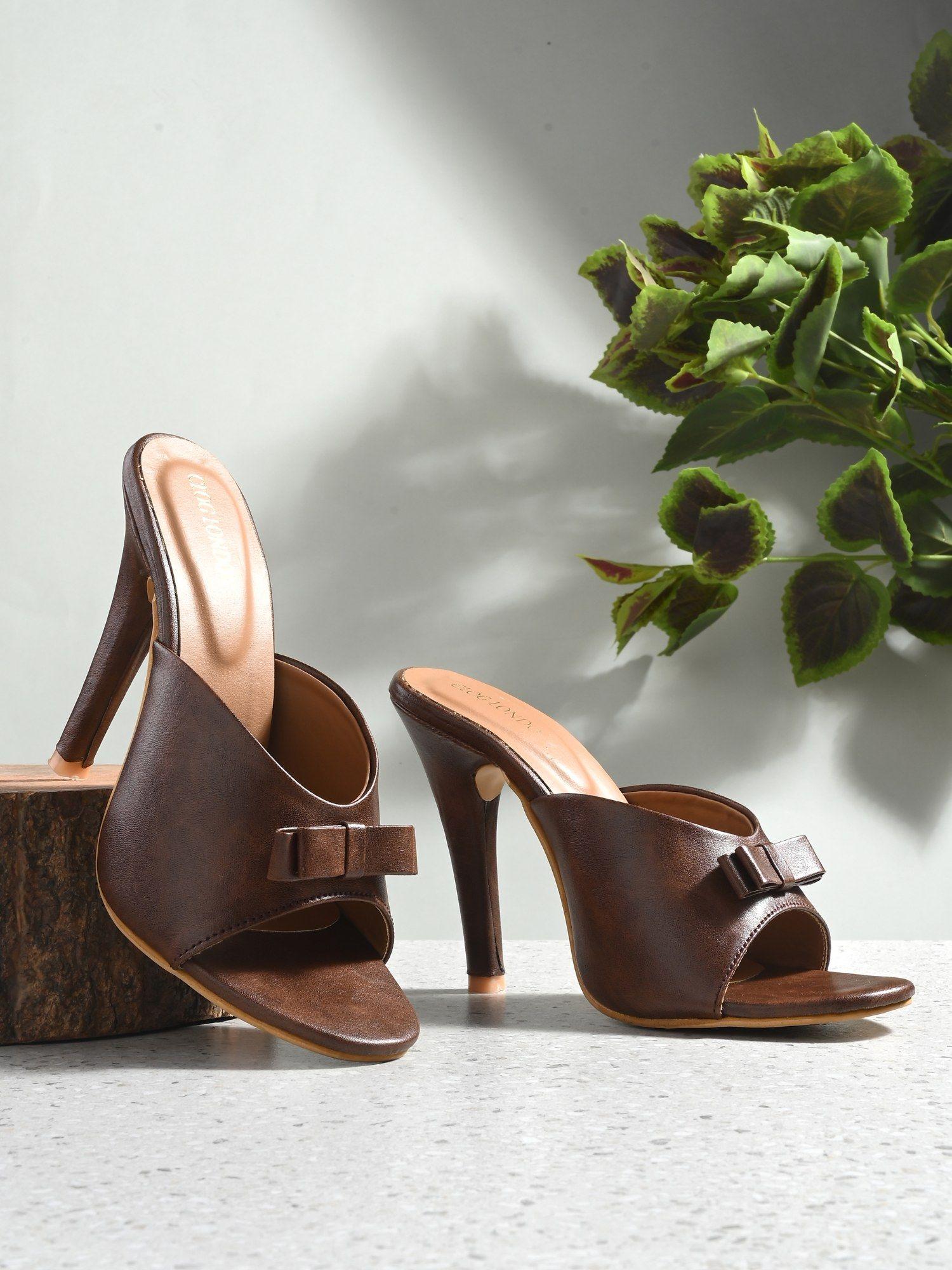 brown comfortable stilettos heels