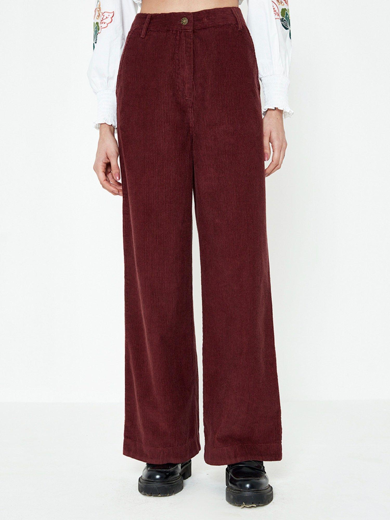 brown corduroy flared trousers