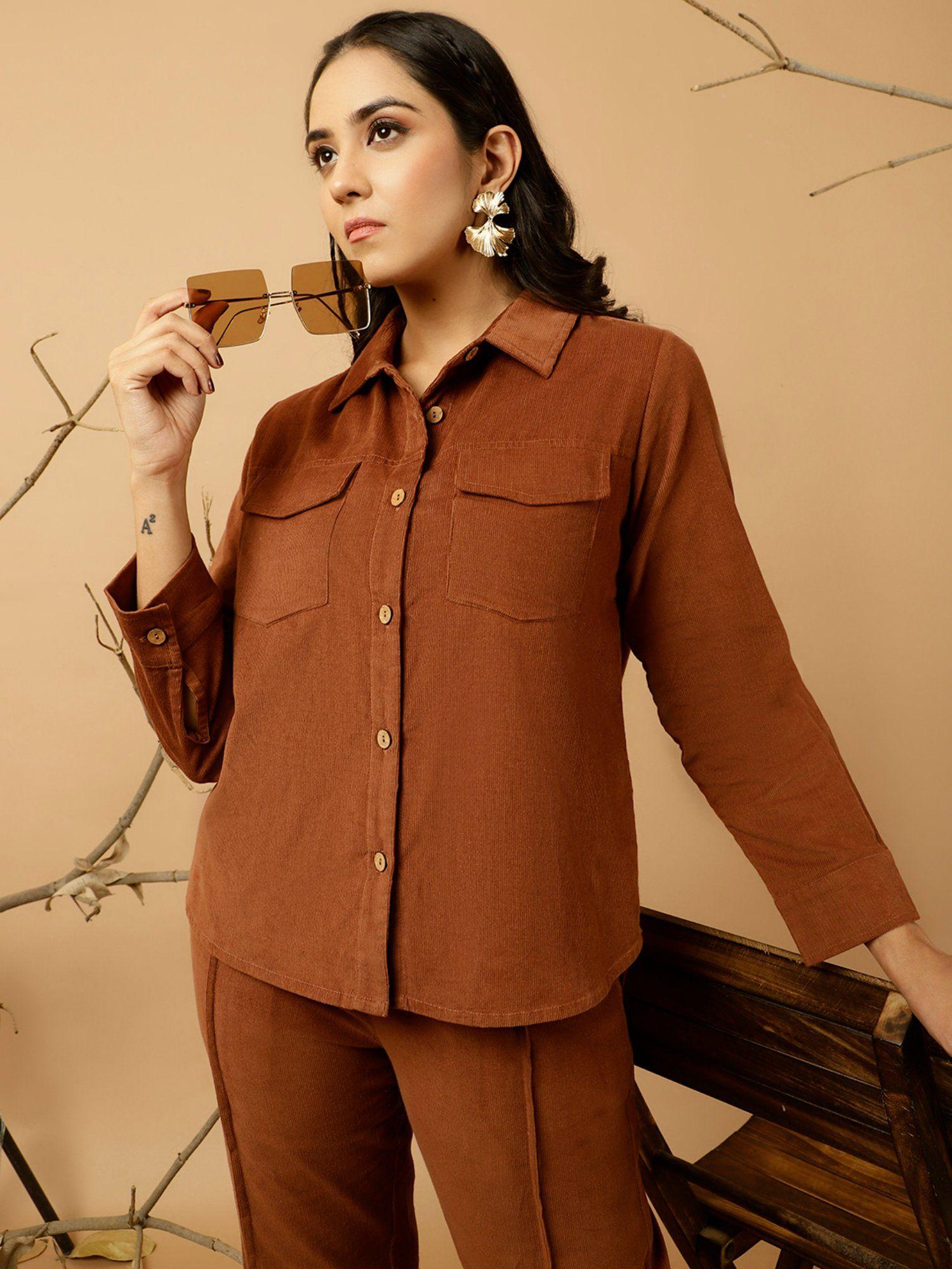 brown corduroy shirt