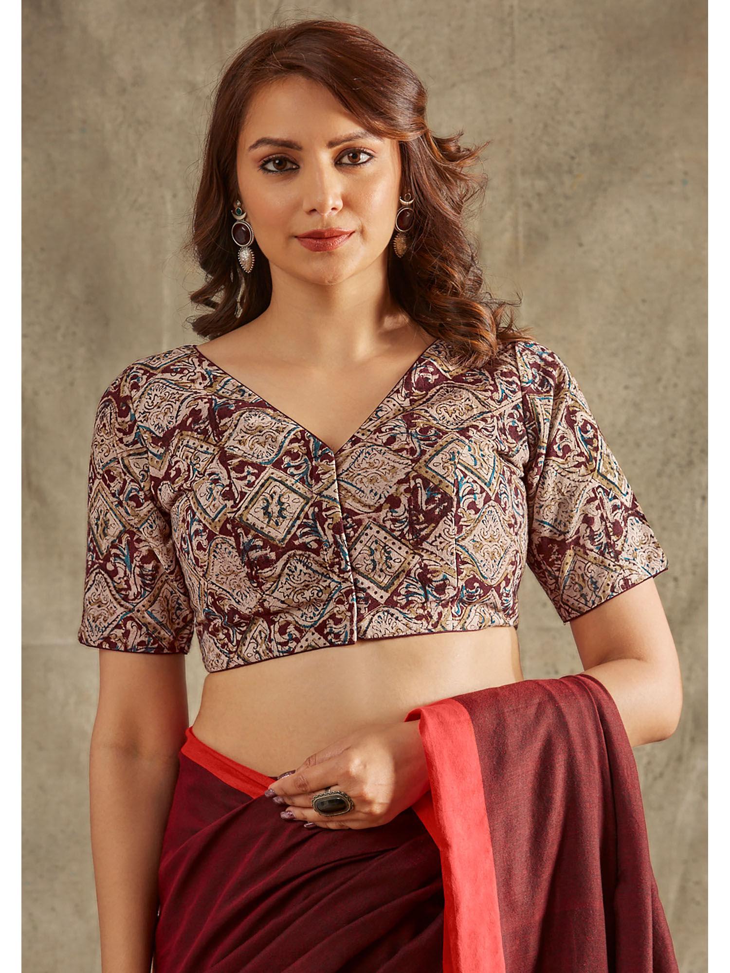 brown cotton kalamkari blouse