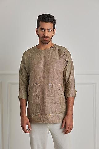 brown cotton linen shirt