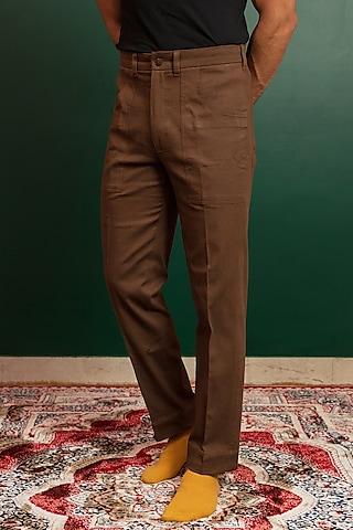 brown cotton lycra trousers