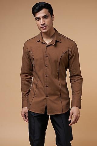 brown cotton shirt