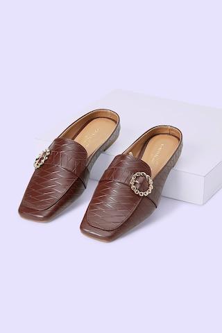 brown croco casual women flat shoes
