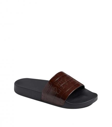 brown croco karli slides