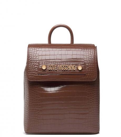 brown crocodile effect small backpack