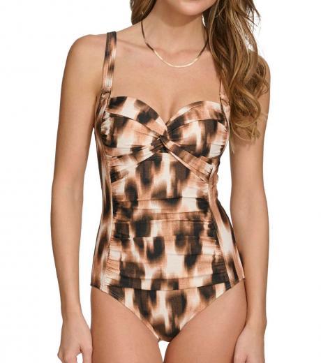 brown cruise twist one piece swimsuit