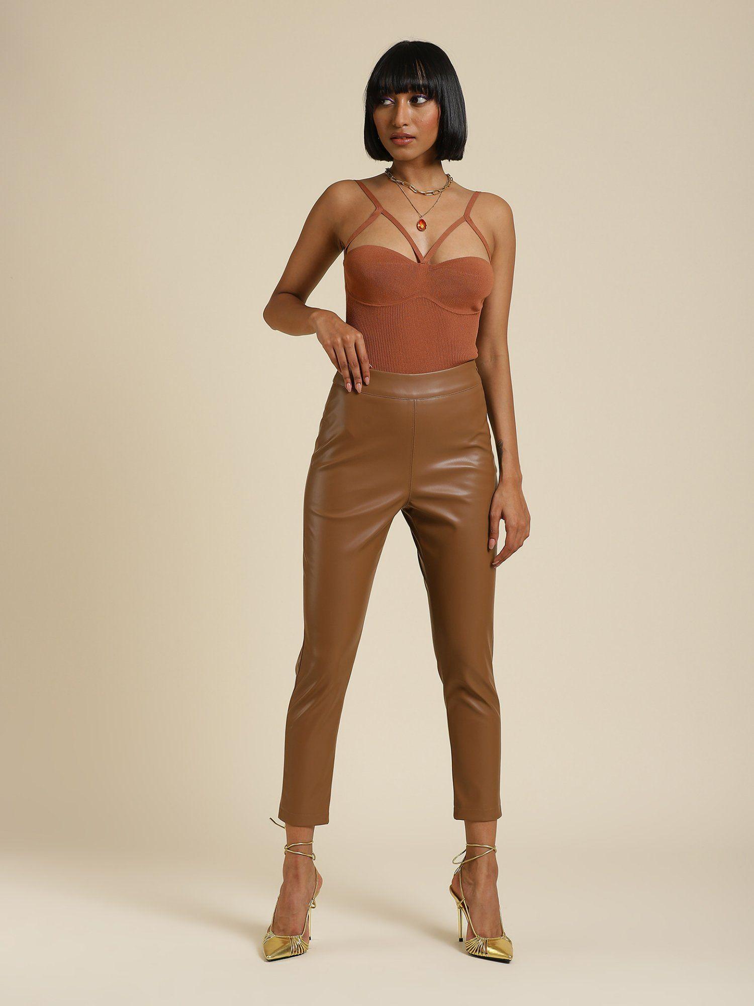 brown cut-out bodysuit