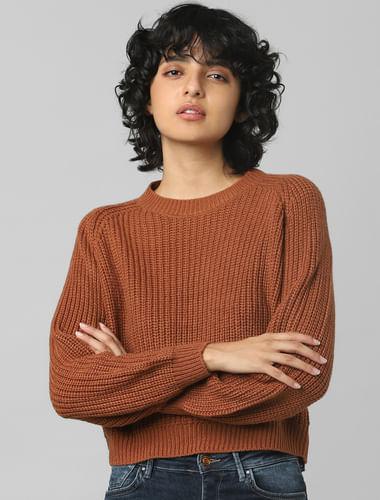 brown cut-out detail pullover