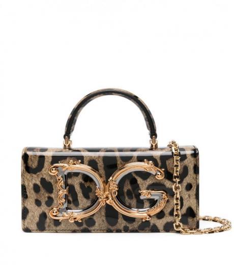 brown dg logo leather handbag