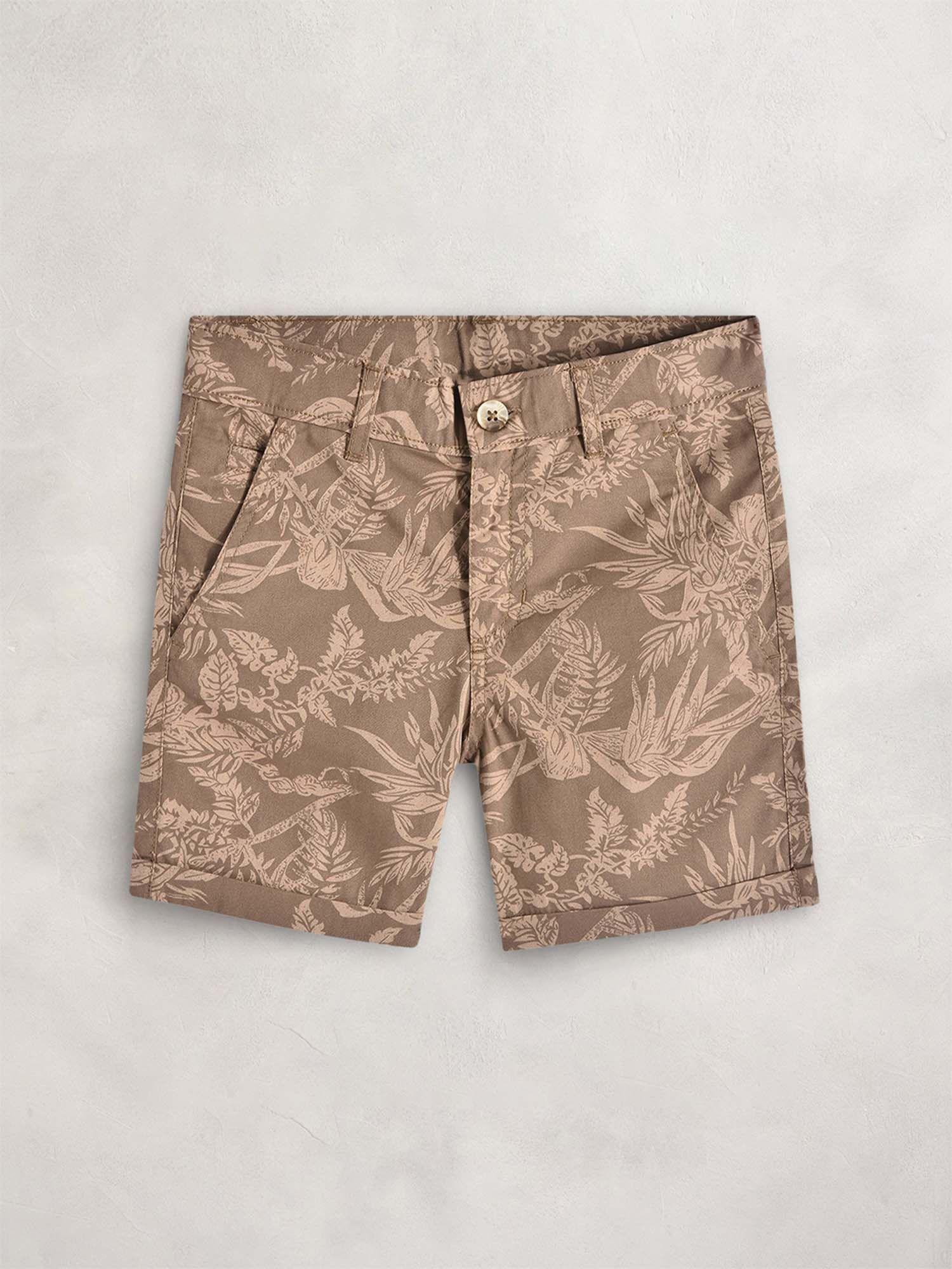 brown digital prints island shorts