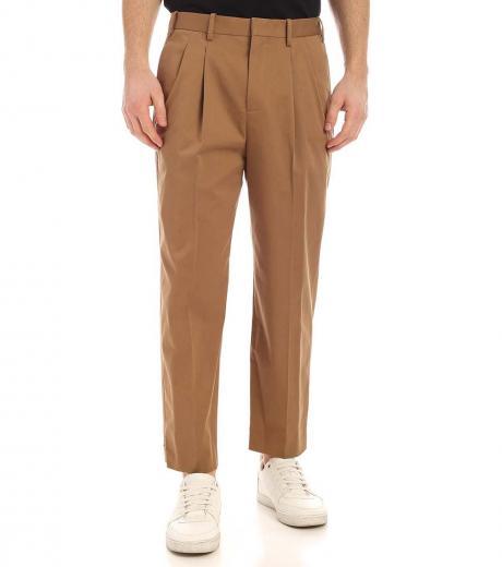 brown double pleats wide leg pants