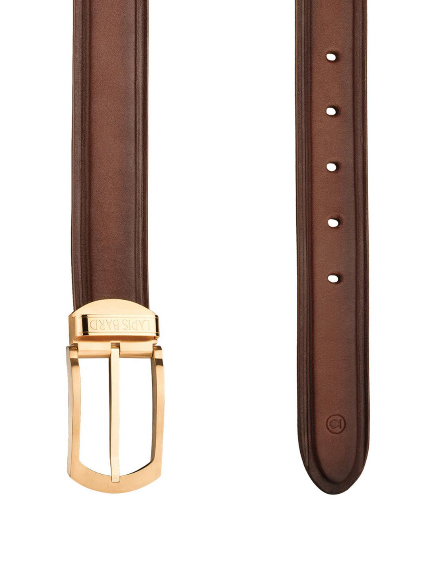 brown ducorium southwark 35mm gold plated buckle with two tone leather belt