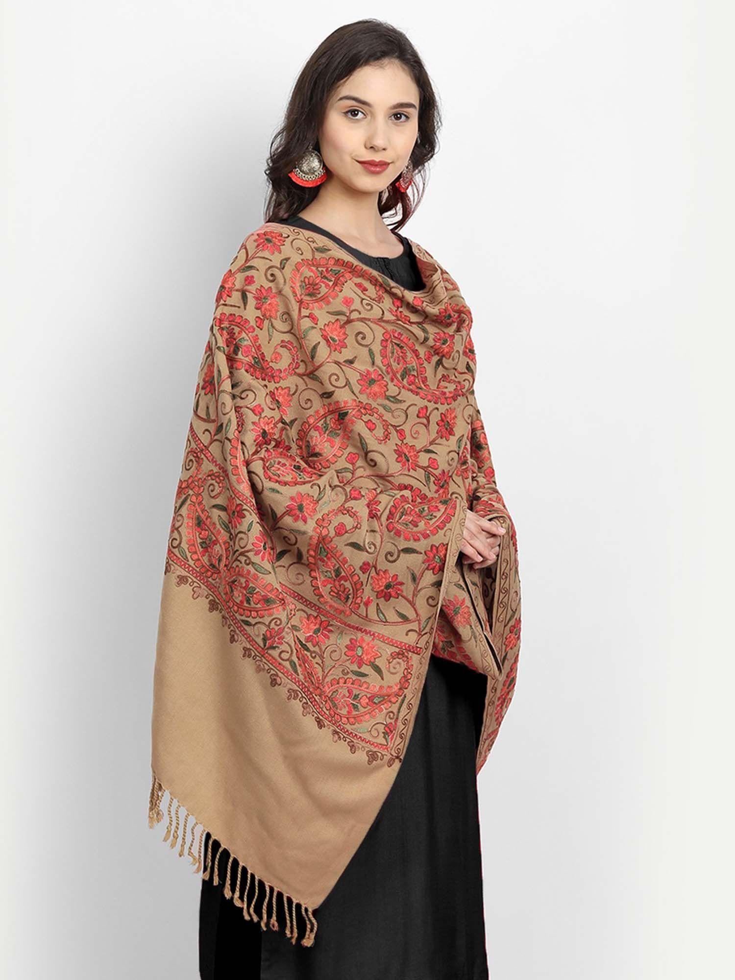 brown embroidered stole