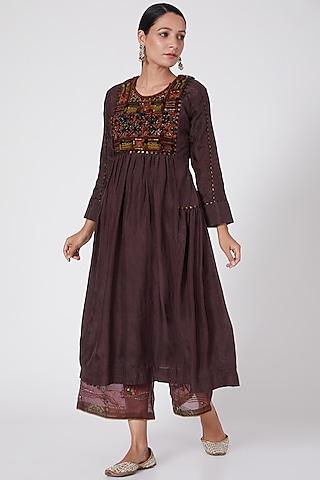 brown embroidered tunic