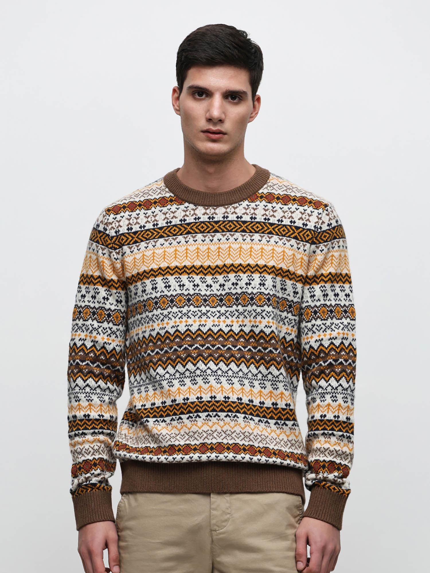 brown fair isle pullover