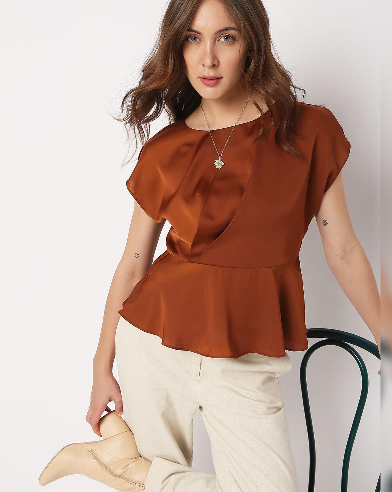 brown fit & flare top