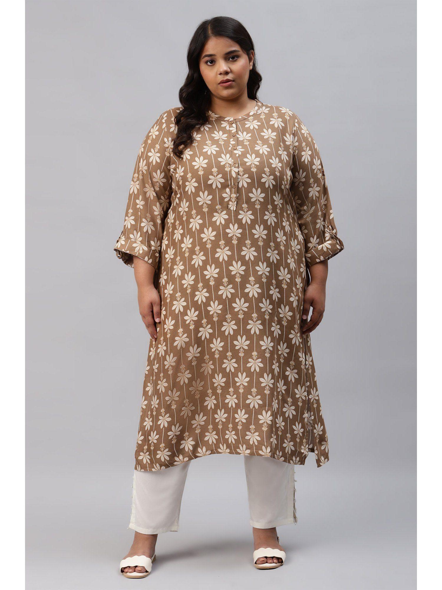 brown floral kurta