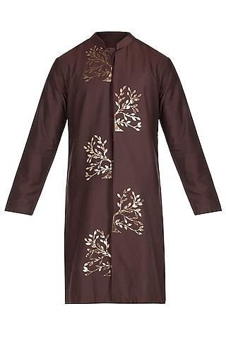 brown front open kurta