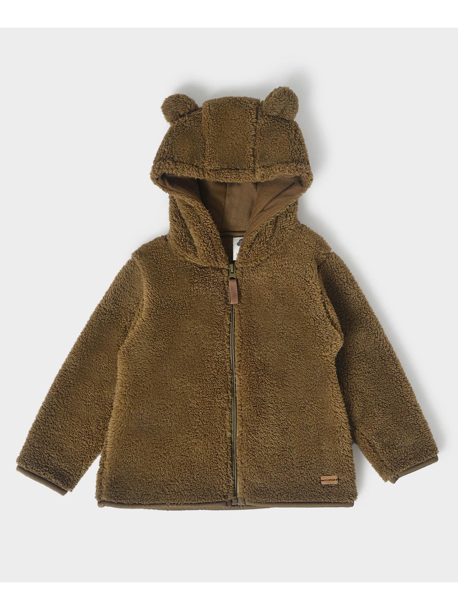 brown full sleeve hooded jacket for kids