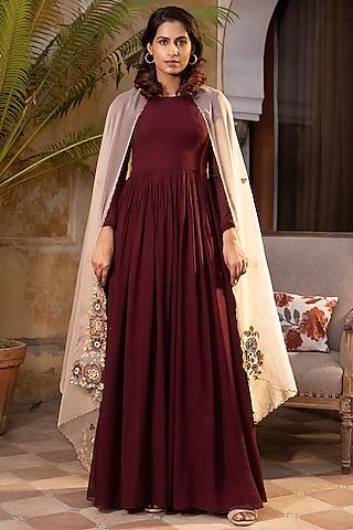 brown georgette anarkali set