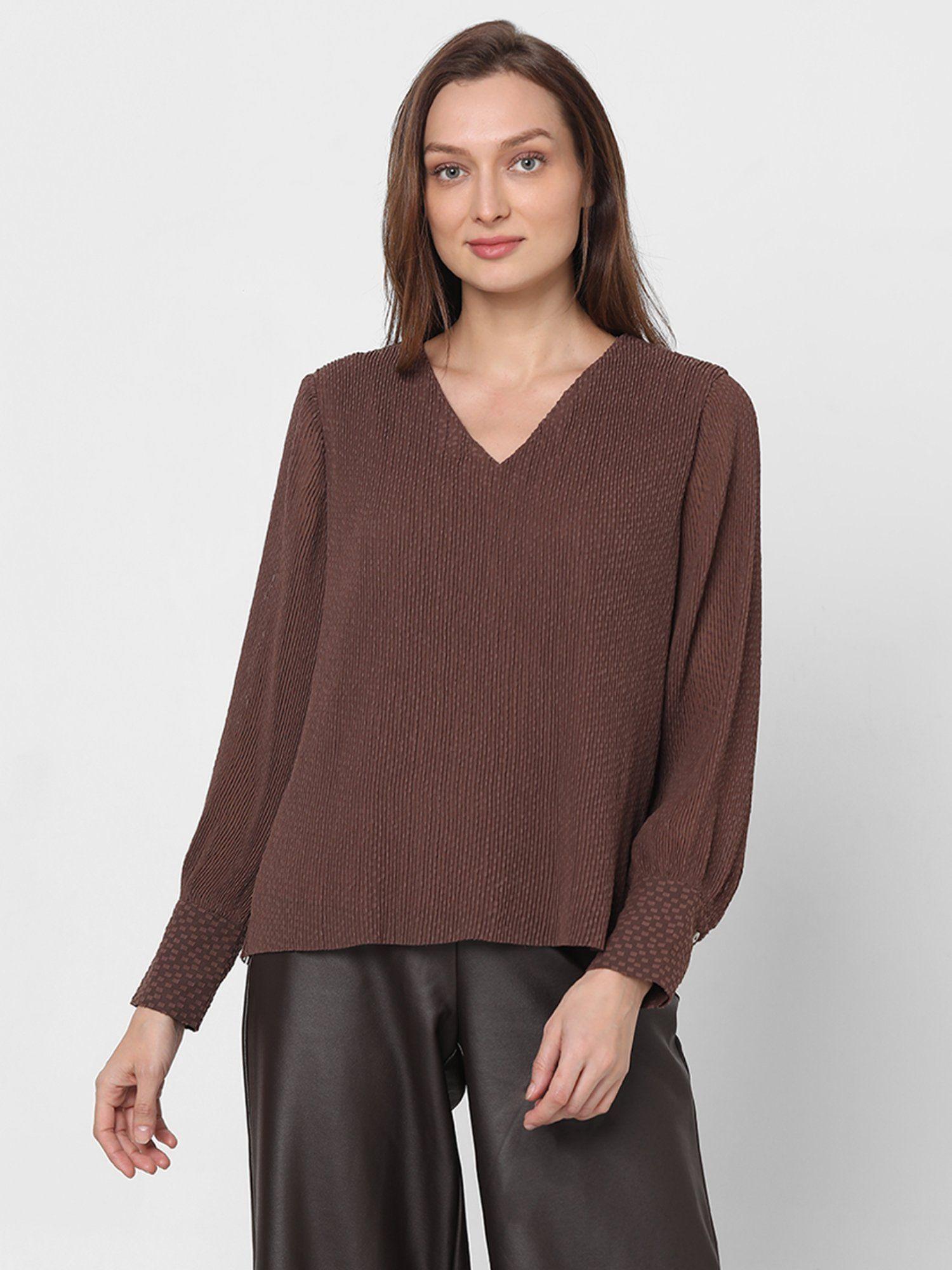 brown georgette textured top