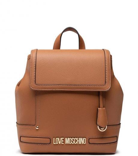 brown golden logo small backpack