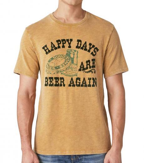 brown happy beer graphic t-shirt